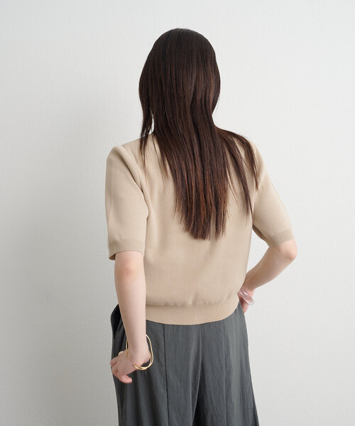 Omekashi（オメカシ）の「半袖強撚スウェットライクポケットカーディガン（カーディガン/ボレロ・レディース・オフホワイト/ピンク/ブラウン/ブラック/ベージュ・FREE）」の10枚目の写真
