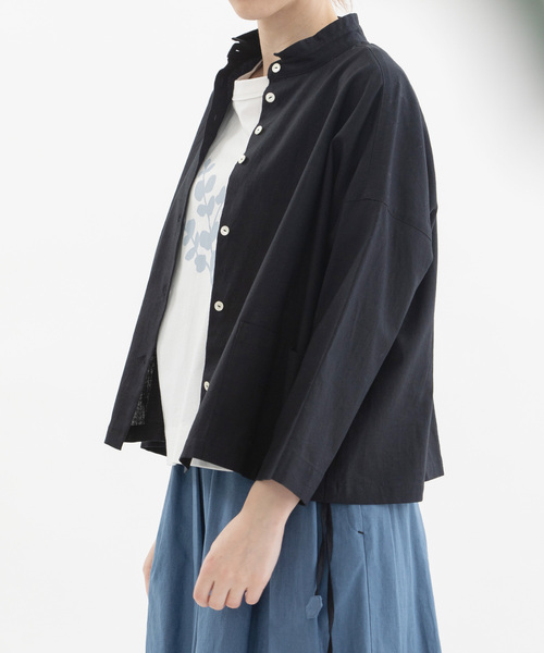 nop de nod(ノップドゥノッド)の「リネンコットンダッチカラージャケットシャツ(シャツ/ブラウス・レディース・オフホワイト/ブラック/ライトブルー/カーキ・M)」の22枚目の写真