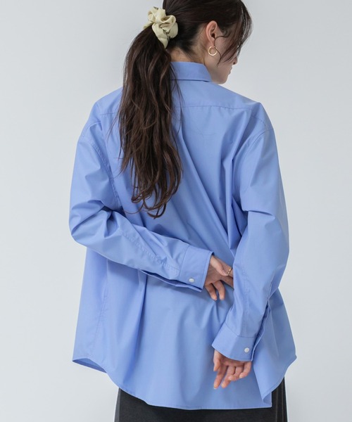 Aooo オーバーサイズ刺繍Tシャツ ブルー Lサイズ 青 HEILIS ブラウス シャツ 「original」刺繍入りオーバーサイズ