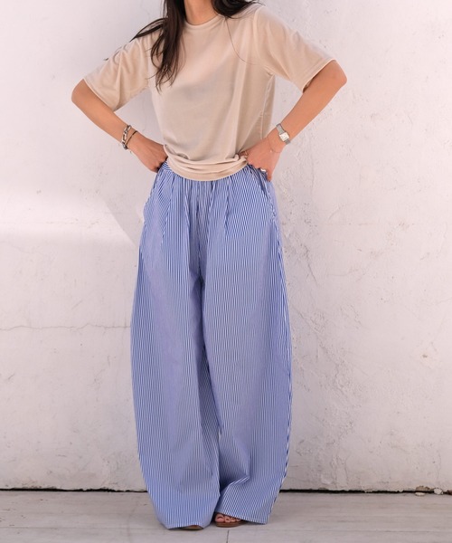 AKTE(アクテ)の「ベロアTシャツ(Tシャツ/カットソー・レディース・ピンク/サンドベージュ/ネイビー・FREE)」の6枚目の写真