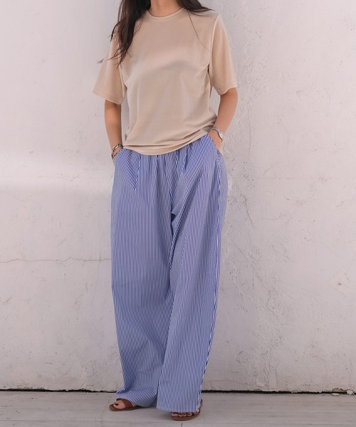 AKTE(アクテ)の「ベロアTシャツ(Tシャツ/カットソー・レディース・ピンク/サンドベージュ/ネイビー・FREE)」の9枚目の写真