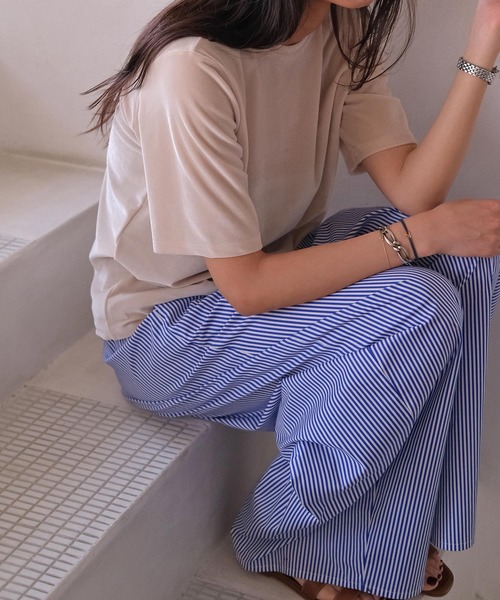 AKTE(アクテ)の「ベロアTシャツ(Tシャツ/カットソー・レディース・ピンク/サンドベージュ/ネイビー・FREE)」の10枚目の写真