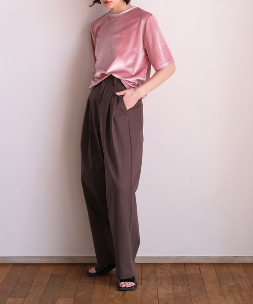 AKTE(アクテ)の「ベロアTシャツ(Tシャツ/カットソー・レディース・ピンク/サンドベージュ/ネイビー・FREE)」の13枚目の写真