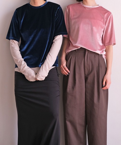 AKTE(アクテ)の「ベロアTシャツ(Tシャツ/カットソー・レディース・ピンク/サンドベージュ/ネイビー・FREE)」の19枚目の写真