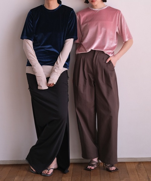 AKTE(アクテ)の「ベロアTシャツ(Tシャツ/カットソー・レディース・ピンク/サンドベージュ/ネイビー・FREE)」の20枚目の写真