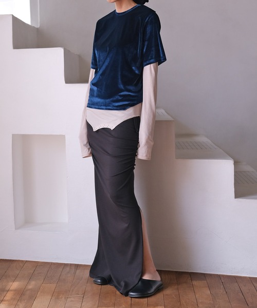 AKTE(アクテ)の「ベロアTシャツ(Tシャツ/カットソー・レディース・ピンク/サンドベージュ/ネイビー・FREE)」の22枚目の写真