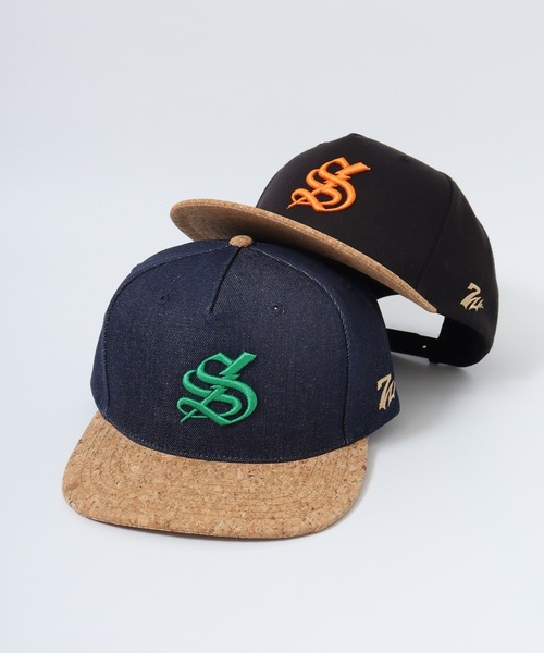 7Union(セブンユニオン)の「7UNION CORKS THUNDER LOGO SNAP コルク&デニム 5パネルキャップ(キャップ・メンズ・インディゴブルー/ブラック・FREE)」の2枚目の写真