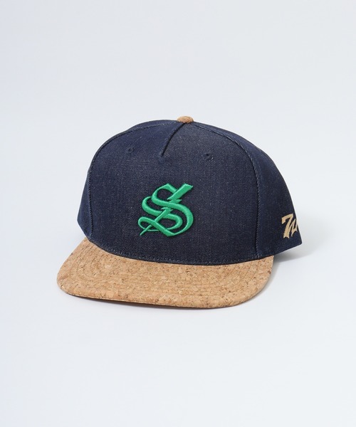 7Union(セブンユニオン)の「7UNION CORKS THUNDER LOGO SNAP コルク&デニム 5パネルキャップ(キャップ・メンズ・インディゴブルー/ブラック・FREE)」の3枚目の写真