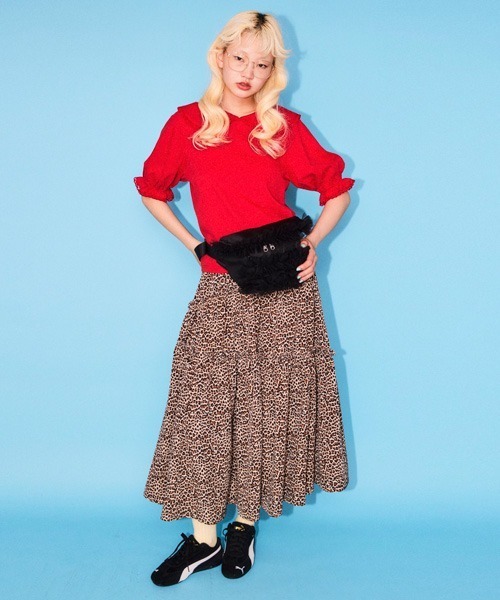 Candy Stripper（キャンディストリッパー）の「ANIMAL TIERED スカート（スカート・レディース・オフホワイト/ベージュ・FREE）」の3枚目の写真