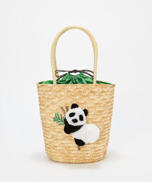 トレジャートプカピ アニマルかごバッグ もこもこ刺繡 パンダ セール】【TREASURE TOPKAPI】アニマル カゴバッグ（トートバッグ