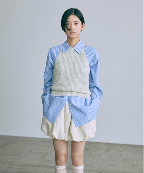 EN NEUME（エンノイム）の「Stripe Over Shirts（シャツ/ブラウス・レディース・ベージュ/ブルー/グリーン・FREE）」の10枚目の写真