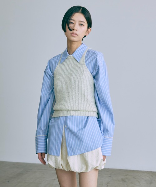 EN NEUME（エンノイム）の「Stripe Over Shirts（シャツ/ブラウス・レディース・ベージュ/ブルー/グリーン・FREE）」の11枚目の写真