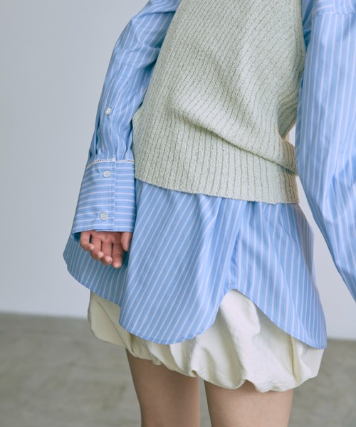 EN NEUME（エンノイム）の「Stripe Over Shirts（シャツ/ブラウス・レディース・ベージュ/ブルー/グリーン・FREE）」の15枚目の写真