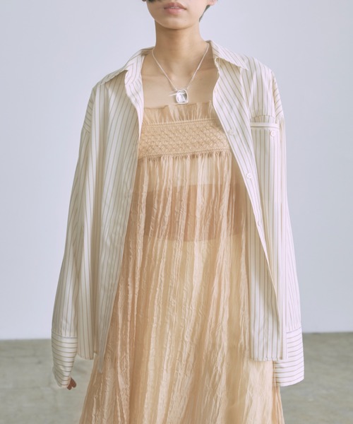 EN NEUME（エンノイム）の「Stripe Over Shirts（シャツ/ブラウス・レディース・ベージュ/ブルー/グリーン・FREE）」の4枚目の写真