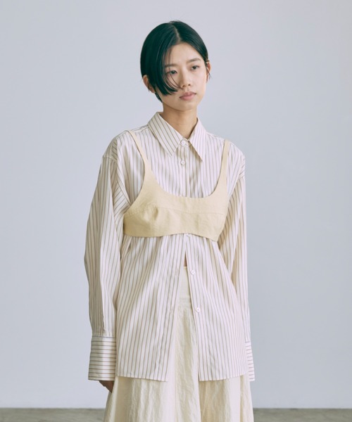 EN NEUME（エンノイム）の「Stripe Over Shirts（シャツ/ブラウス・レディース・ベージュ/ブルー/グリーン・FREE）」の6枚目の写真