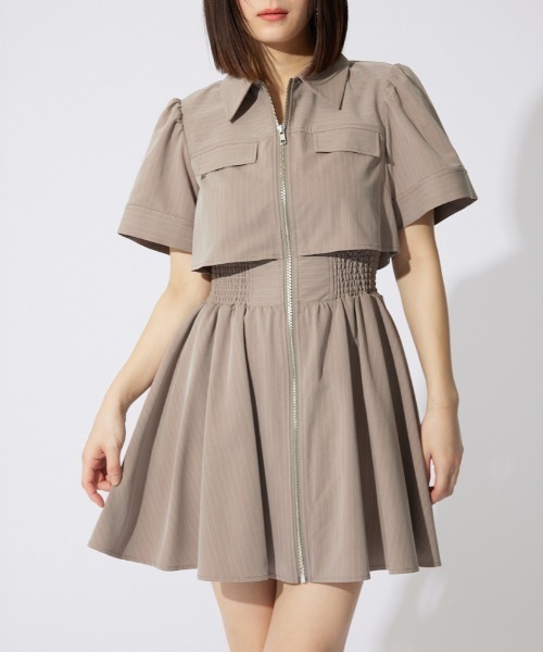 rienda バストフレアミニワンピース 半袖 夏服 バストフレアミニワンピース 半袖 夏服（ワンピース）｜rienda