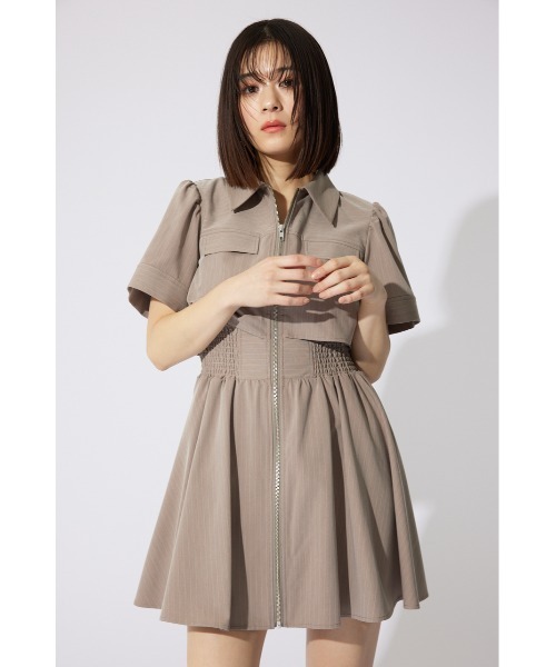 バストフレアミニワンピース 半袖 夏服（ワンピース）｜rienda