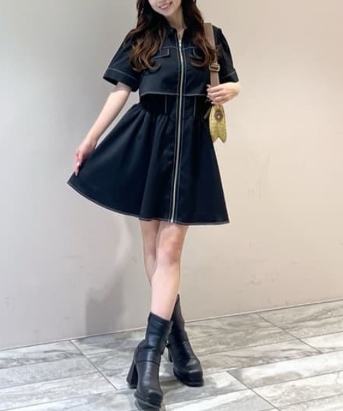 バストフレアミニワンピース 秋服 rienda バストフレアミニワンピース 秋服（ワンピース）｜rienda