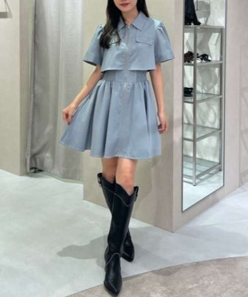 バストフレアミニワンピース 秋服（ワンピース）｜rienda