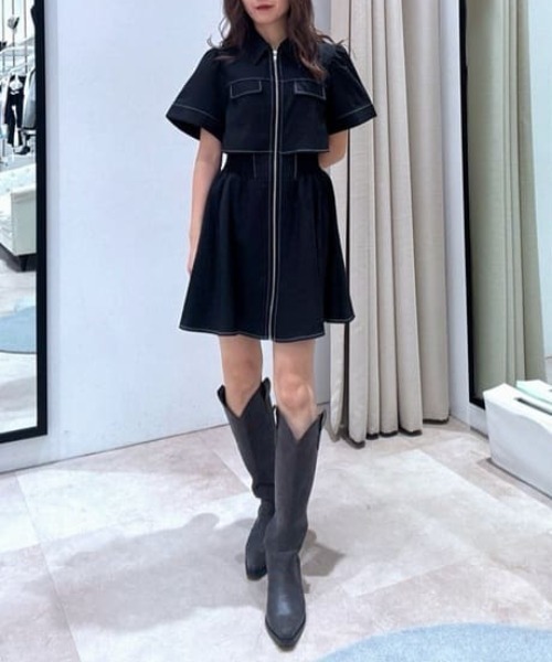 バストフレアミニワンピース 秋服（ワンピース）｜rienda