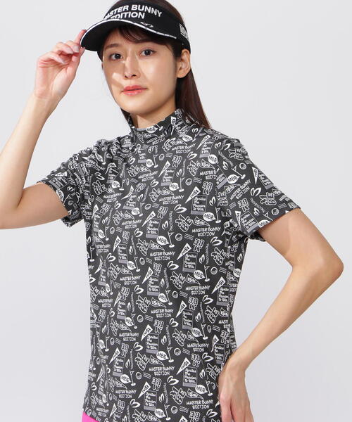 tシャツ 「MASTER BUNNY EDITION」「15周年」モチーフ柄36Gジャガード半袖ハイネックカットソー レディース セール】【MASTER BUNNY EDITION】【15周年】モチーフ柄36G