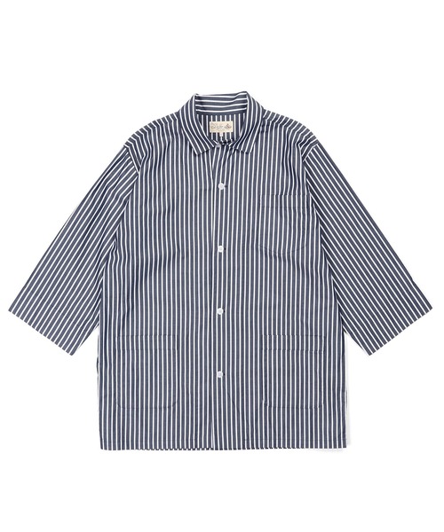 The DUFFER of ST.GEORGE(ザダファーオブセントジョージ)の「JAMES FABRIC 3Q STRIPE SHIRT OUTER:ジェームスファブリック 7分袖 シャツアウター(シャツ/ブラウス・メンズ・グレー/ネイビー・MEDIUM/LARGE)」の10枚目の写真