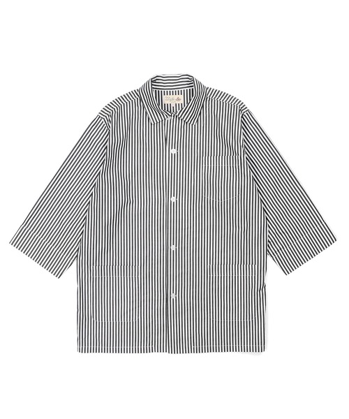 The DUFFER of ST.GEORGE(ザダファーオブセントジョージ)の「JAMES FABRIC 3Q STRIPE SHIRT OUTER:ジェームスファブリック 7分袖 シャツアウター(シャツ/ブラウス・メンズ・グレー/ネイビー・MEDIUM/LARGE)」の9枚目の写真