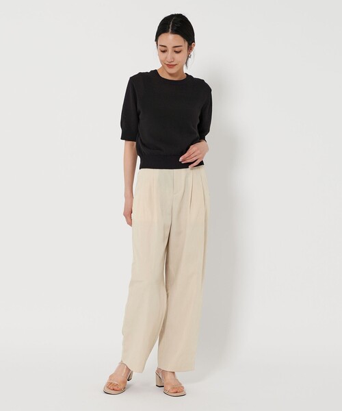 BEAUTY&YOUTH UNITED ARROWS(ビューティーアンドユースユナイテッドアローズ)の「ポリエステルブレンド バックゴム タックワイドパンツ(その他パンツ・レディース・ダークブラウン/ブラック/ナチュラル/グレー系・M/L/XS/S)」の6枚目の写真
