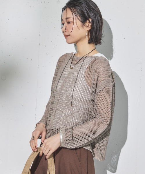 Aquascutum 日本製 カシミヤ混 ラメ ニット ラメノットニット