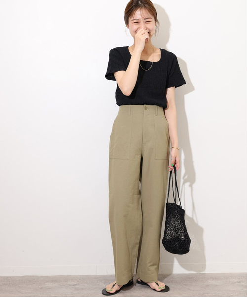 JOURNAL STANDARD relume（ジャーナルスタンダード　レリューム）の「《追加》コットンリネンツイルベイカーパンツ（カーゴパンツ・レディース・ネイビー/オリーブ・38/36）」の8枚目の写真