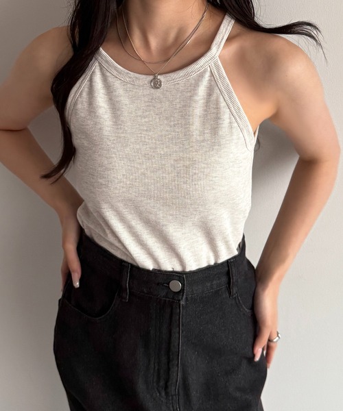 apres jour mignon(アプレジュールミニョン)の「アメスリホルター【ZOZOTOWN限定アイテム】(タンクトップ・レディース・ブラック/ナチュラル/アイボリー・フリー/X-LARGE)」の1枚目の写真