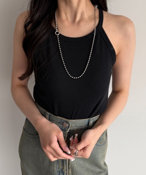 apres jour mignon(アプレジュールミニョン)の「アメスリホルター【ZOZOTOWN限定アイテム】(タンクトップ・レディース・ブラック/ナチュラル/アイボリー・フリー/X-LARGE)」の6枚目の写真