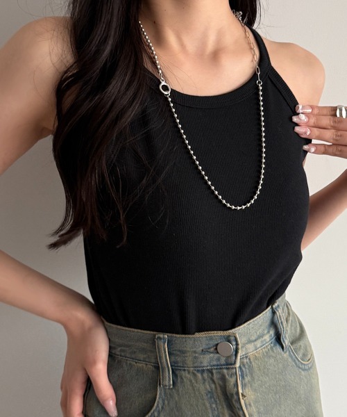 apres jour mignon(アプレジュールミニョン)の「アメスリホルター【ZOZOTOWN限定アイテム】(タンクトップ・レディース・ブラック/ナチュラル/アイボリー・フリー/X-LARGE)」の7枚目の写真