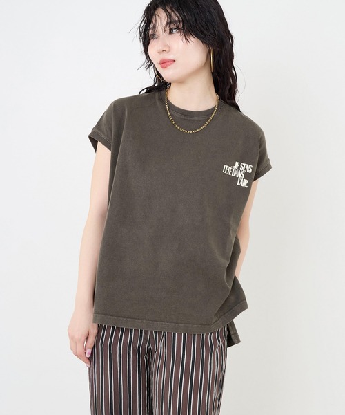 upperhights（アッパーハイツ）の「【upper hights】フレンチスリーブロゴT-shirt-BIG NO SLEEVE TEE（Tシャツ/カットソー・レディース・オフホワイト/ブラウン・1）」の14枚目の写真