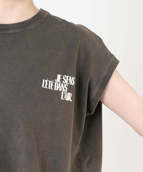 upperhights（アッパーハイツ）の「【upper hights】フレンチスリーブロゴT-shirt-BIG NO SLEEVE TEE（Tシャツ/カットソー・レディース・オフホワイト/ブラウン・1）」の4枚目の写真