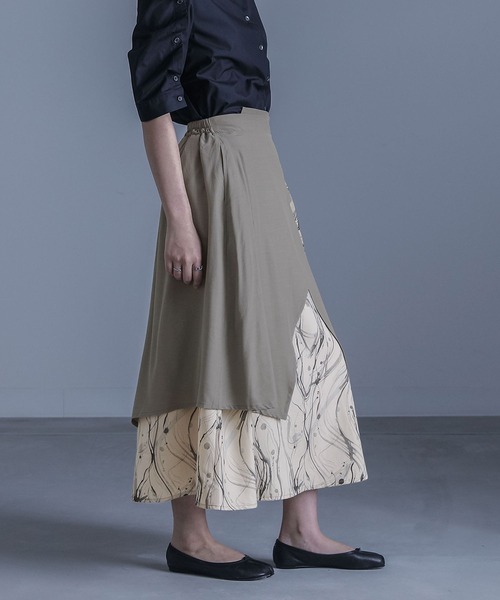 kOhAKU（コハク）の「『異素材ラップフレアスカート』（スカート・レディース・ベージュ/ブラック・1/2）」の16枚目の写真