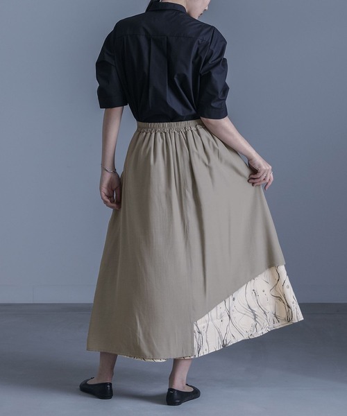 kOhAKU（コハク）の「『異素材ラップフレアスカート』（スカート・レディース・ベージュ/ブラック・1/2）」の20枚目の写真