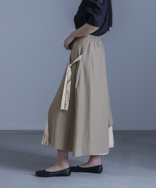 kOhAKU（コハク）の「『異素材ラップフレアスカート』（スカート・レディース・ベージュ/ブラック・1/2）」の17枚目の写真