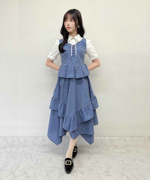 an another angelus（アンアナザーアンジェラス）の「ピンタックヨークリボン付きシャツ/ fint　フィント（シャツ/ブラウス・レディース・ホワイト×ブラック/ホワイト×グレー・FREE）」の13枚目の写真