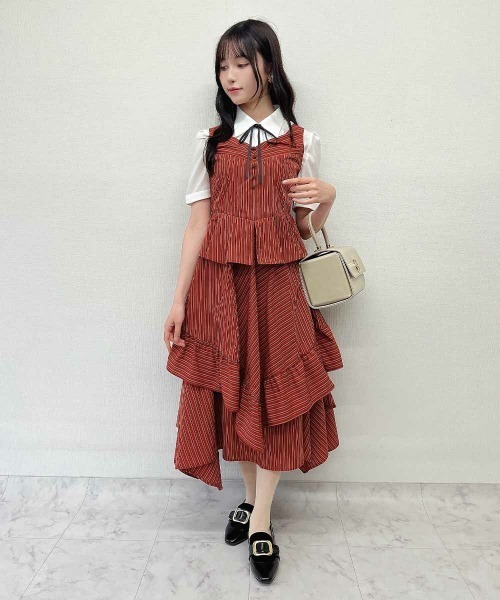 an another angelus（アンアナザーアンジェラス）の「ピンタックヨークリボン付きシャツ/ fint　フィント（シャツ/ブラウス・レディース・ホワイト×ブラック/ホワイト×グレー・FREE）」の5枚目の写真