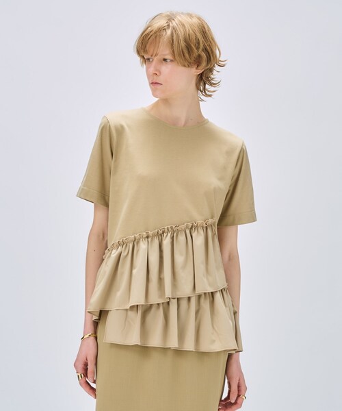 cloenc(クロエンス)の「【マシンウォッシュ】イレヘムフリルプルオーバー(Tシャツ/カットソー・レディース・ブラック/ホワイト/ベージュ・02)」の3枚目の写真