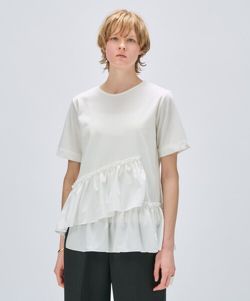 cloenc(クロエンス)の「【マシンウォッシュ】イレヘムフリルプルオーバー(Tシャツ/カットソー・レディース・ブラック/ホワイト/ベージュ・02)」の12枚目の写真