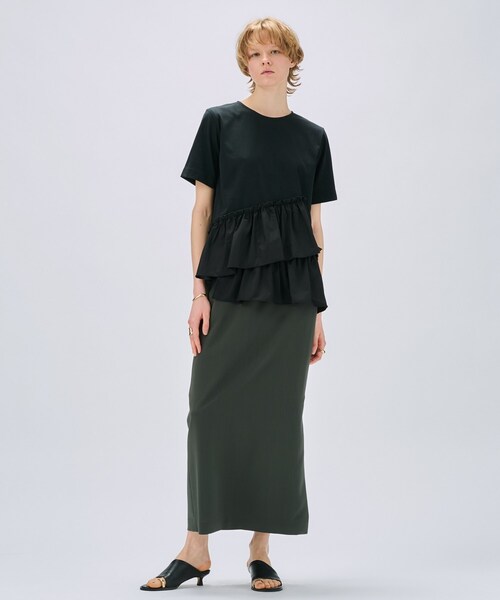 cloenc(クロエンス)の「【マシンウォッシュ】イレヘムフリルプルオーバー(Tシャツ/カットソー・レディース・ブラック/ホワイト/ベージュ・02)」の16枚目の写真