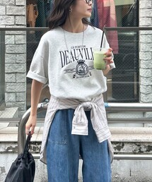 エンブレム刺繍ポンチTシャツプルオーバー