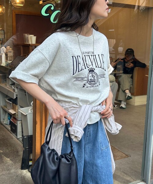 fredy emue（フレディエミュ）の「エンブレム刺繍ポンチTシャツプルオーバー（Tシャツ/カットソー・レディース・ダークネイビー/オフホワイト/ライトグレー・38）」の4枚目の写真