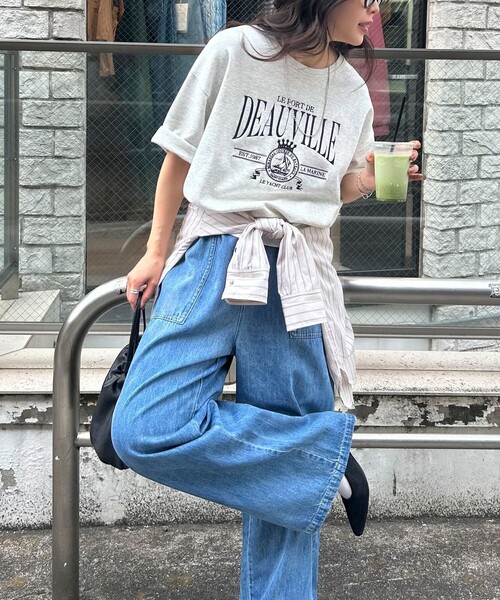 fredy emue（フレディエミュ）の「エンブレム刺繍ポンチTシャツプルオーバー（Tシャツ/カットソー・レディース・ダークネイビー/オフホワイト/ライトグレー・38）」の5枚目の写真