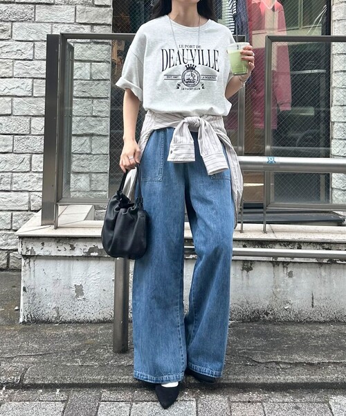 fredy emue（フレディエミュ）の「エンブレム刺繍ポンチTシャツプルオーバー（Tシャツ/カットソー・レディース・ダークネイビー/オフホワイト/ライトグレー・38）」の6枚目の写真