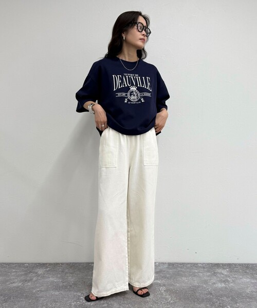 fredy emue（フレディエミュ）の「エンブレム刺繍ポンチTシャツプルオーバー（Tシャツ/カットソー・レディース・ダークネイビー/オフホワイト/ライトグレー・38）」の10枚目の写真