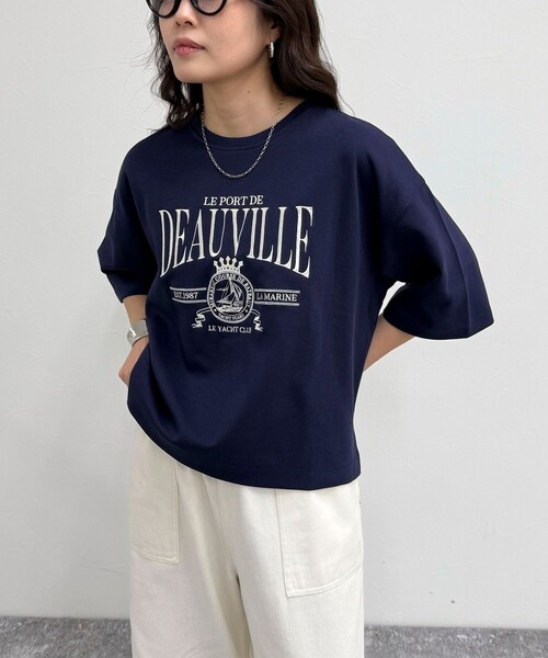 fredy emue（フレディエミュ）の「エンブレム刺繍ポンチTシャツプルオーバー（Tシャツ/カットソー・レディース・ダークネイビー/オフホワイト/ライトグレー・38）」の11枚目の写真