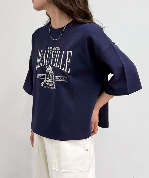 fredy emue（フレディエミュ）の「エンブレム刺繍ポンチTシャツプルオーバー（Tシャツ/カットソー・レディース・ダークネイビー/オフホワイト/ライトグレー・38）」の12枚目の写真